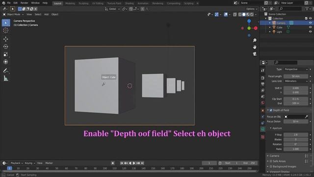 Blender Camera-How to add depth of field to your render-Method1-Blender 2.9 3D Animation смотреть онлайн