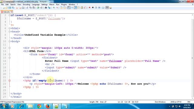 Solution for Notice: Undefined variable: in index.php on line | PHP Tutorials смотреть онлайн