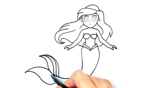 How to Draw Ariel The Little Mermaid easy step by step смотреть онлайн
