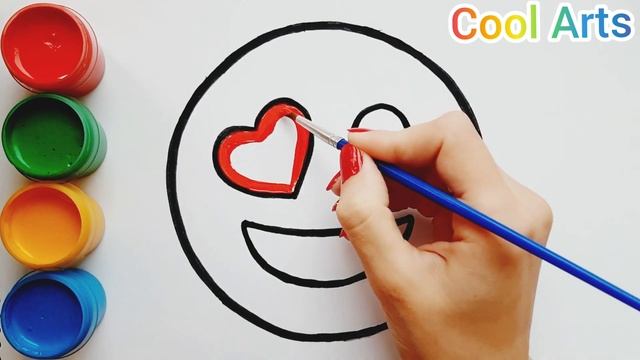 Раскраска для детей Смайлик | Мультик - Раскраска | How to draw heart eyes emoji смотреть онлайн