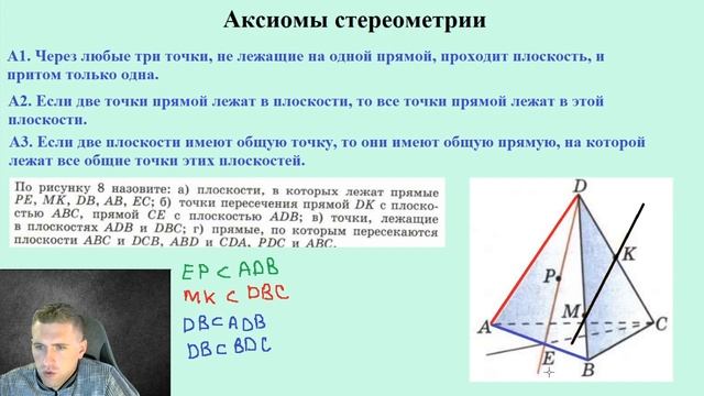 Как решить задачи по стереометрии? / Аксиомы стереометрии и следствия из них смотреть онлайн