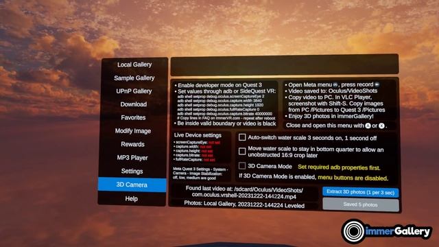 3D Photo mode for Quest 3's 3D Camera in immerGallery 1.2.3 смотреть онлайн