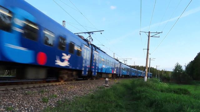 Электропоезд ЭП2Д-0084 ЦППК Рэкс перегон Нара-Латышская 15.06.2020 смотреть онлайн