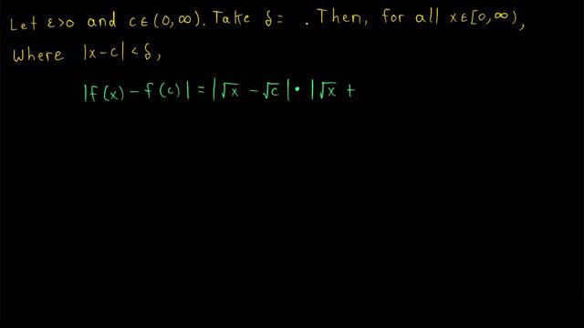 Proof: sqrt(x) is Continuous using Epsilon Delta Definition | Real Analysis Exercises смотреть онлайн