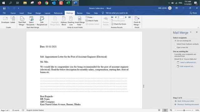 How to Do Mail Merge in MS Word ? | Mail Merge in MS Word | MS Word Series | LeonsBD смотреть онлайн