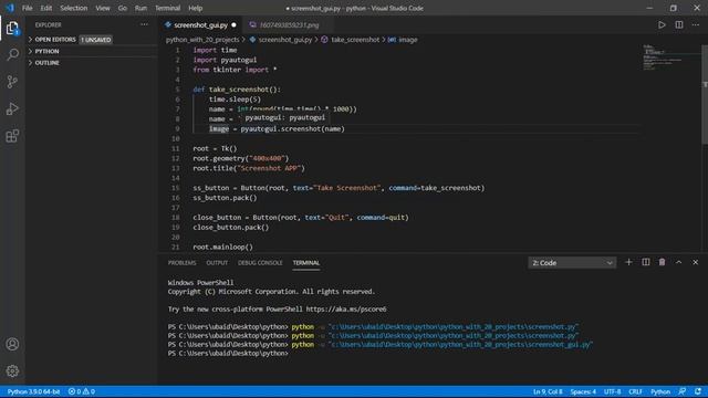 Screenshot Taker Project GUI in python tkinter смотреть онлайн