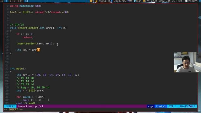 4 - Insertion Sort Recursive Method - Sorting Algorithms C++ смотреть онлайн