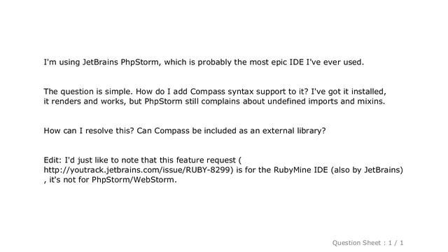 CSS : How to add Compass syntax support to Jetbrains PhpStorm? смотреть онлайн