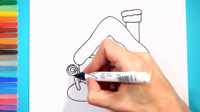 Как нарисовать пряничный домик. Простой рисунок. How to draw a gingerbread house. Simple drawing. смотреть онлайн