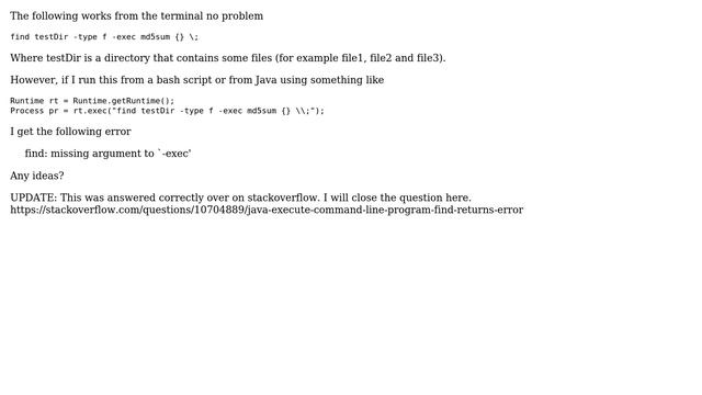 Ubuntu: find: missing argument to -exec смотреть онлайн