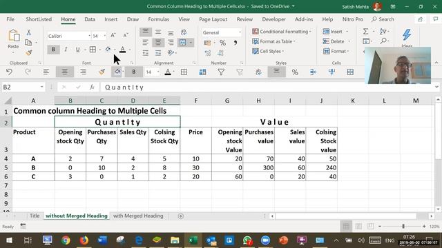 Adding Common Headings to Multiple Columns - Merge Cells in Excel смотреть онлайн