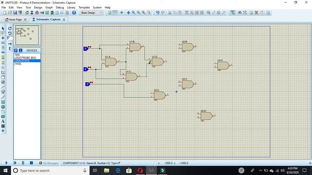 4.SIMULATION OF FULL ADDER BY USING NAND GATES ON PROTEUS. смотреть онлайн