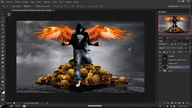 Tutorial Photoshop CS 6 - Effect Dark Fire Angel смотреть онлайн