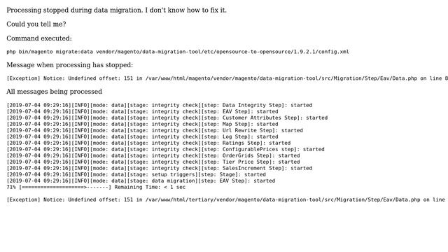 Magento: Processing stopped during data migration смотреть онлайн