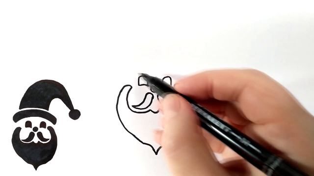 Дед Мороз, легкий чёрно-белый рисунок смотреть онлайн