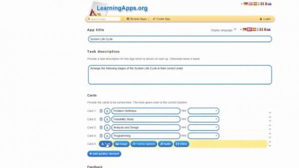 Learning Apps - create a sequence exercise