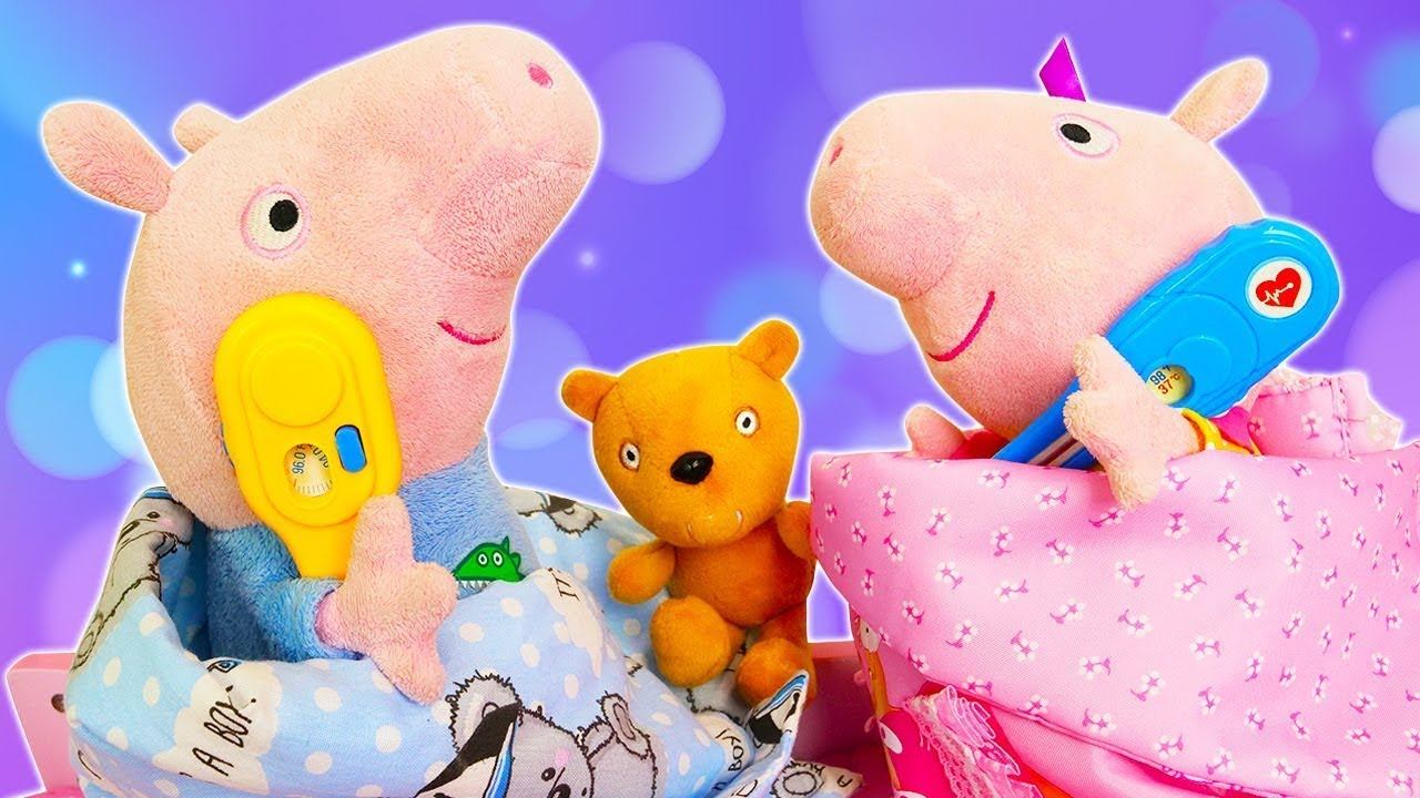 Свинка Пеппа и Джордж болеют дома. Развивающие видео для детей про мягкие игрушки смотреть онлайн