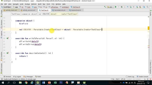10강 kotlin(코틀린) 기반 Android 9.0 ver 2단계 - 객체 전달하기 смотреть онлайн