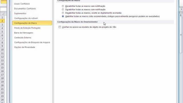 Alterar Configurações Excel para Habilitar ou Desabilitar Macros VBA смотреть онлайн