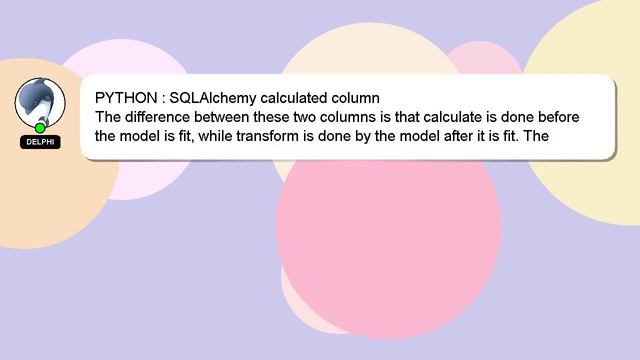 PYTHON : SQLAlchemy calculated column смотреть онлайн