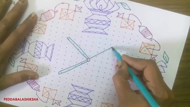 Kites & Pot Sankranthi | Ugadi | Pongal | Onam Rangoli | Muggulu | Kolam Design - 327 (27x9x9dots) смотреть онлайн