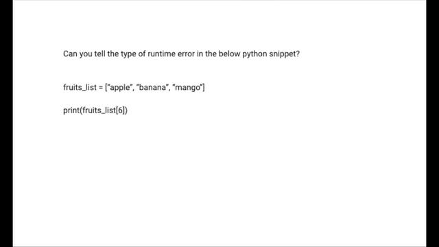 Python runtime errors - Example 3 смотреть онлайн