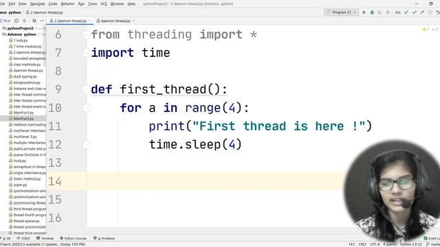 Advance python EP:38 example of how daemon threads behave over non daemon threads | Oops | python смотреть онлайн