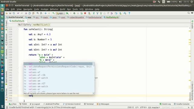 Android Kotlin Tutorial #172 - Null Safety - Collections of Nullable Type смотреть онлайн