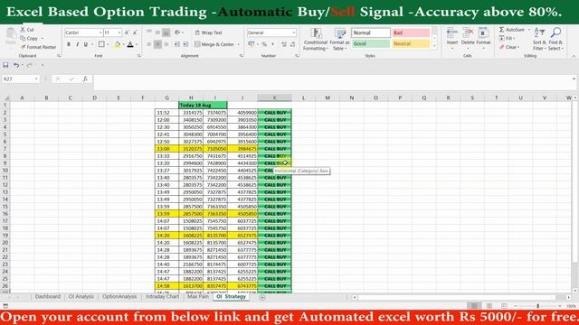 Option Trading with Automated Signal generated in Excel | OI based 90% Successful trading setup смотреть онлайн