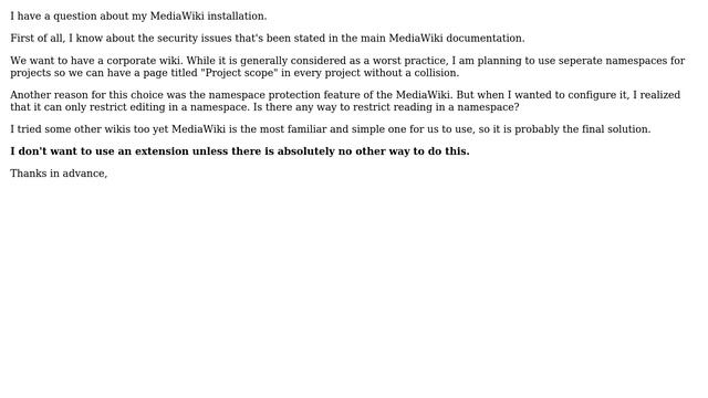 MediaWiki Namespace Protection (Read Access) смотреть онлайн