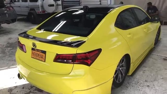 Vinyl Wrapped Acura TLX in Canary Yellow Oracal смотреть онлайн
