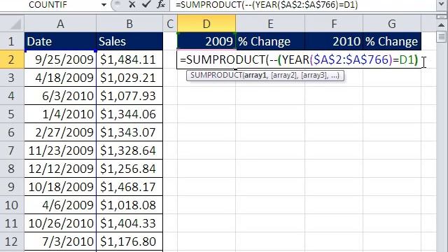 Excel Magic Trick 611: Array Formula Year Over Year Sales Calculation From Daily Transactional Data смотреть онлайн