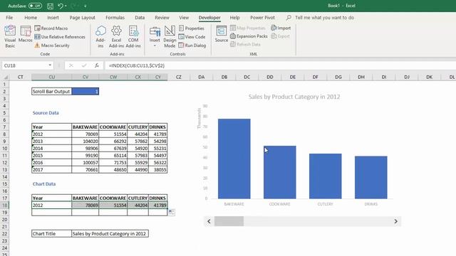 Use Excel Scroll Bar Control to Select Chart Series смотреть онлайн