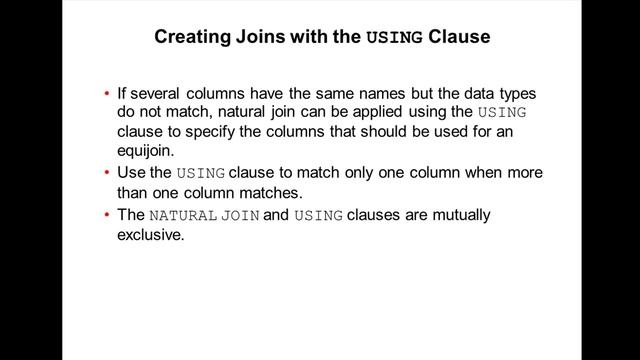 Oracle SQL Video tutorial 32 - NATURAL Joins смотреть онлайн