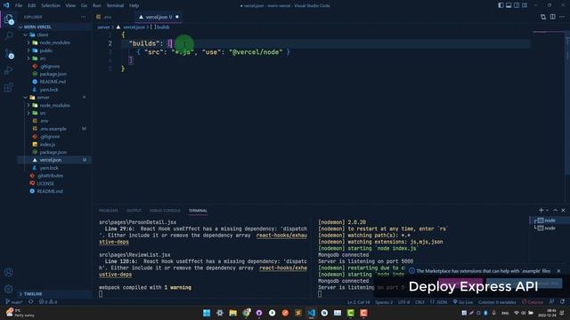 Deploy Full Stack App to Vercel | React Nodejs Express Mongo | MERN Tutorial смотреть онлайн