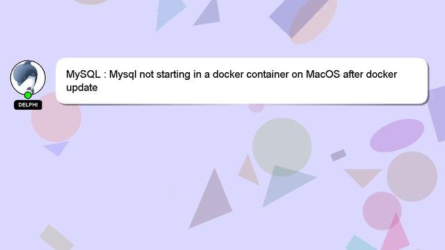 MySQL : Mysql not starting in a docker container on MacOS after docker update смотреть онлайн