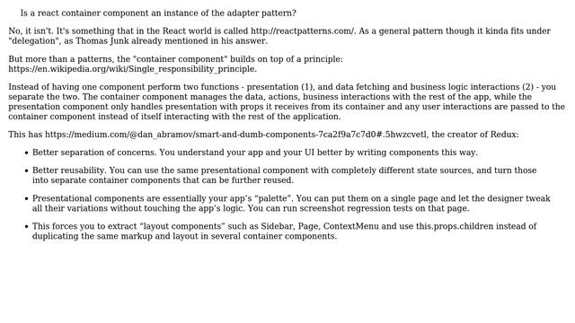 Software Engineering: Is a react container component an instance of the adapter pattern? смотреть онлайн