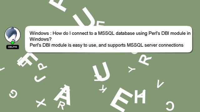 Windows : How do I connect to a MSSQL database using Perl's DBI module in Windows? смотреть онлайн