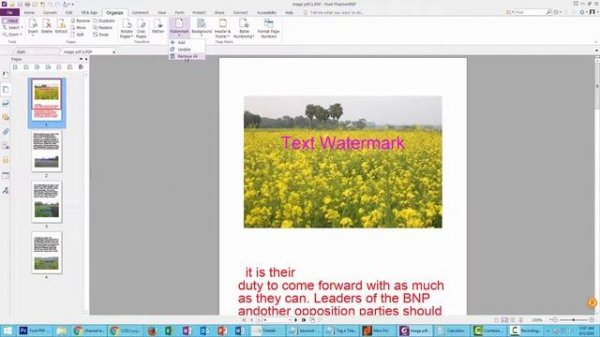 How to remove watermark from pdf document using Foxit PhantomPDF