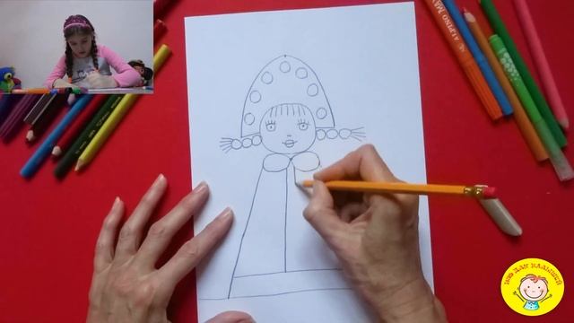 Как нарисовать СНЕГУРОЧКУ. УРОК 35. Тема: "Снегурочка"- цветные карандаши смотреть онлайн