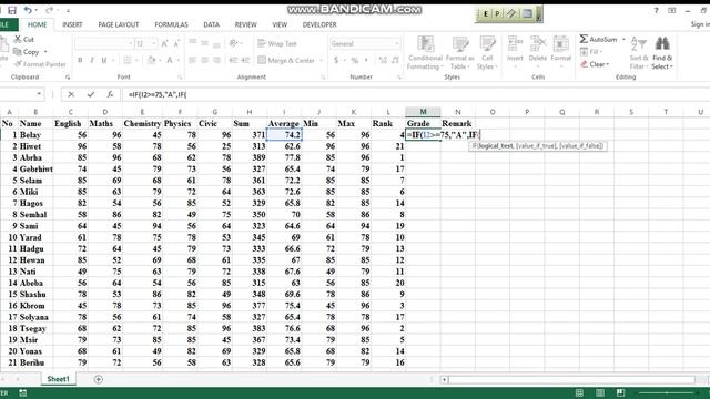 Basic Microsoft Excel 2013 Sum, Average,Min, Max, Rank, Grade, Remark смотреть онлайн