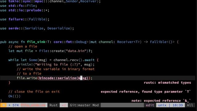 Rust Tokio Agents #5 Serializing messages to binary format and write to file #rust #file #bincode смотреть онлайн