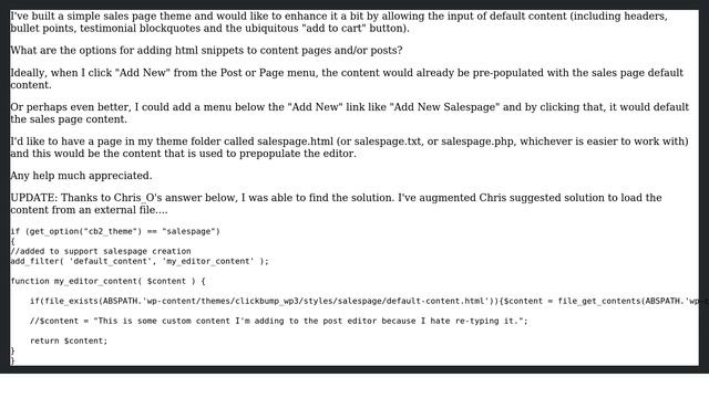 Wordpress: Pre-populating the Page/Post Content Editor with HTML Snippets? смотреть онлайн