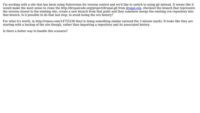 Drupal: How to import and merge existing site from svn to git? смотреть онлайн