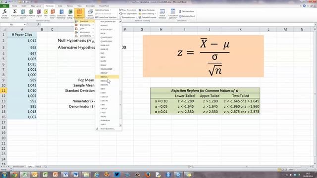 How To... Calculate a z-Statistic in Excel 2010 смотреть онлайн