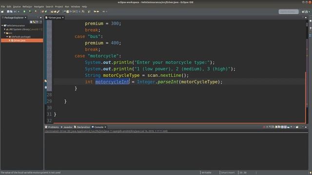 Vehicle insurance - Java example смотреть онлайн