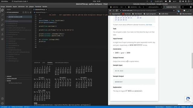 DATE AND TIME MODÜLÜ HACKERRANK ÇÖZÜMÜ - PYTHON PROGRAMLAMA DİLİ смотреть онлайн