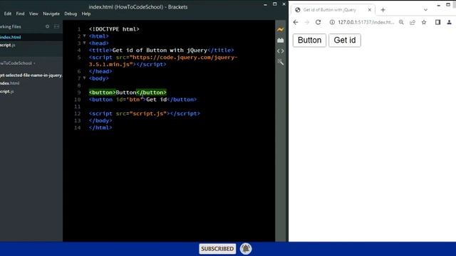 Get id of Button or Clicked Button with jQuery [HowToCodeSchool.com] смотреть онлайн