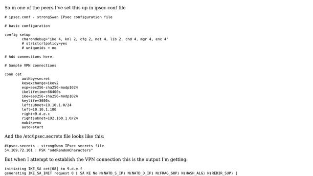 Ipsec Config In StrongSwan