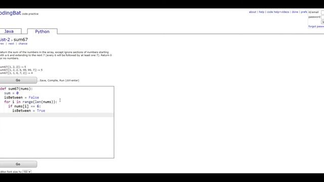 List-2 (sum67) Python Tutorial || Codingbat.com смотреть онлайн
